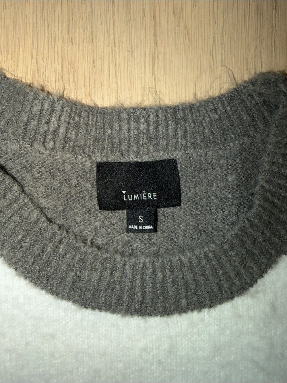 Women’s Crewneck Sweater - Gray, White, Pink - Picture 2 of 2